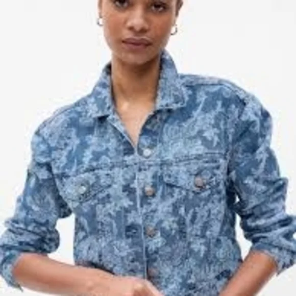 NWT LoveShackFancy Blue Floral Jean Jacket - Picture 2 of 8